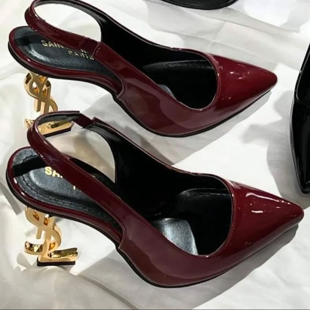Saint Laurent Opyum Slingback Pumps Burgandy